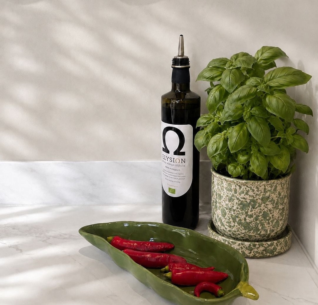 Pittige basilicumolie met Elysion olijfolie